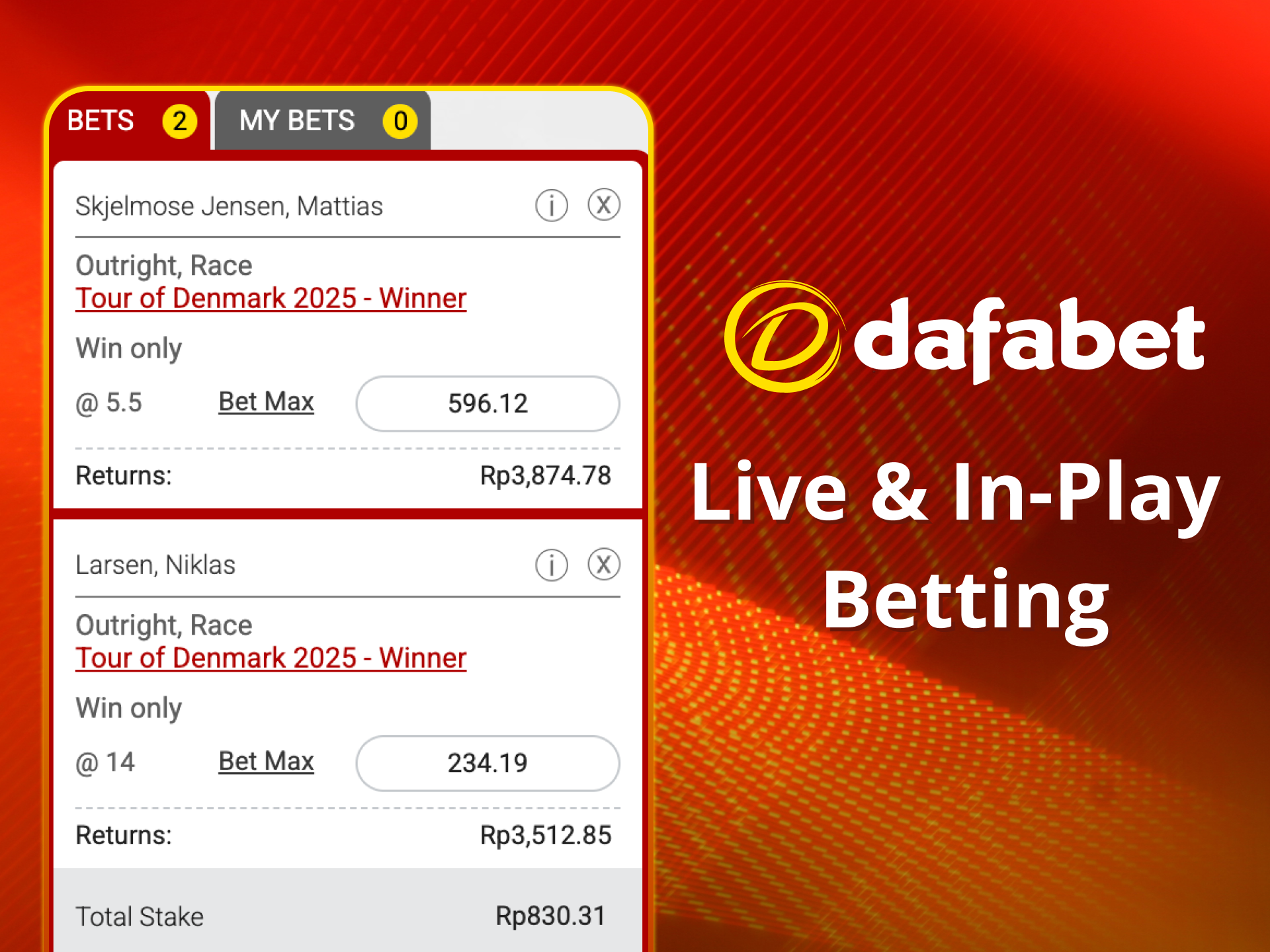 Bet live on horse races at Dafabet.
