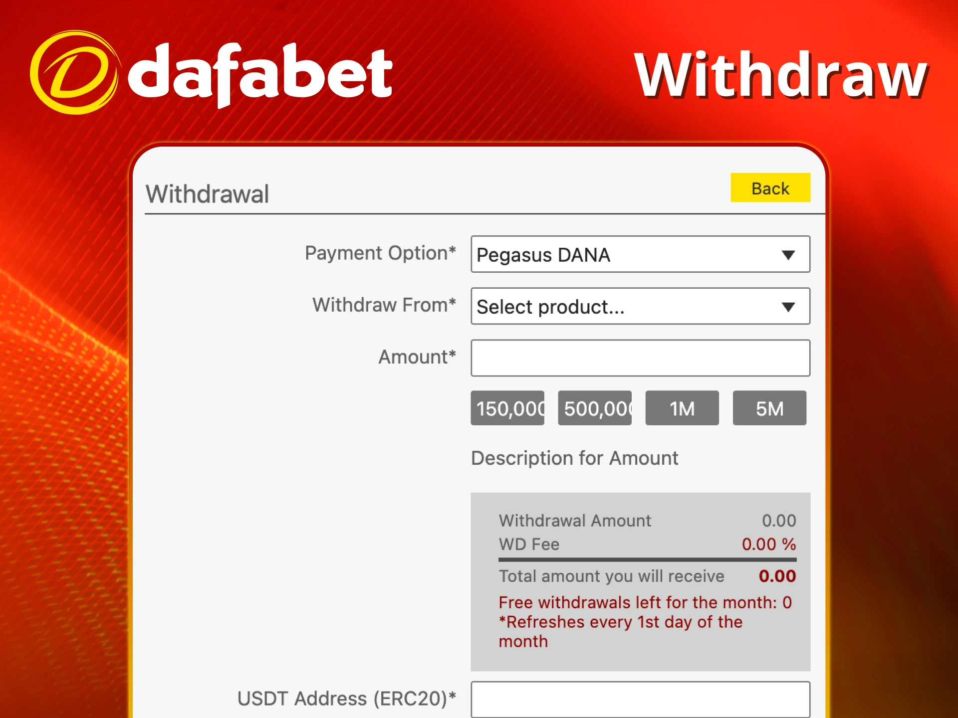 Withdraw your winnings fast at Dafabet.