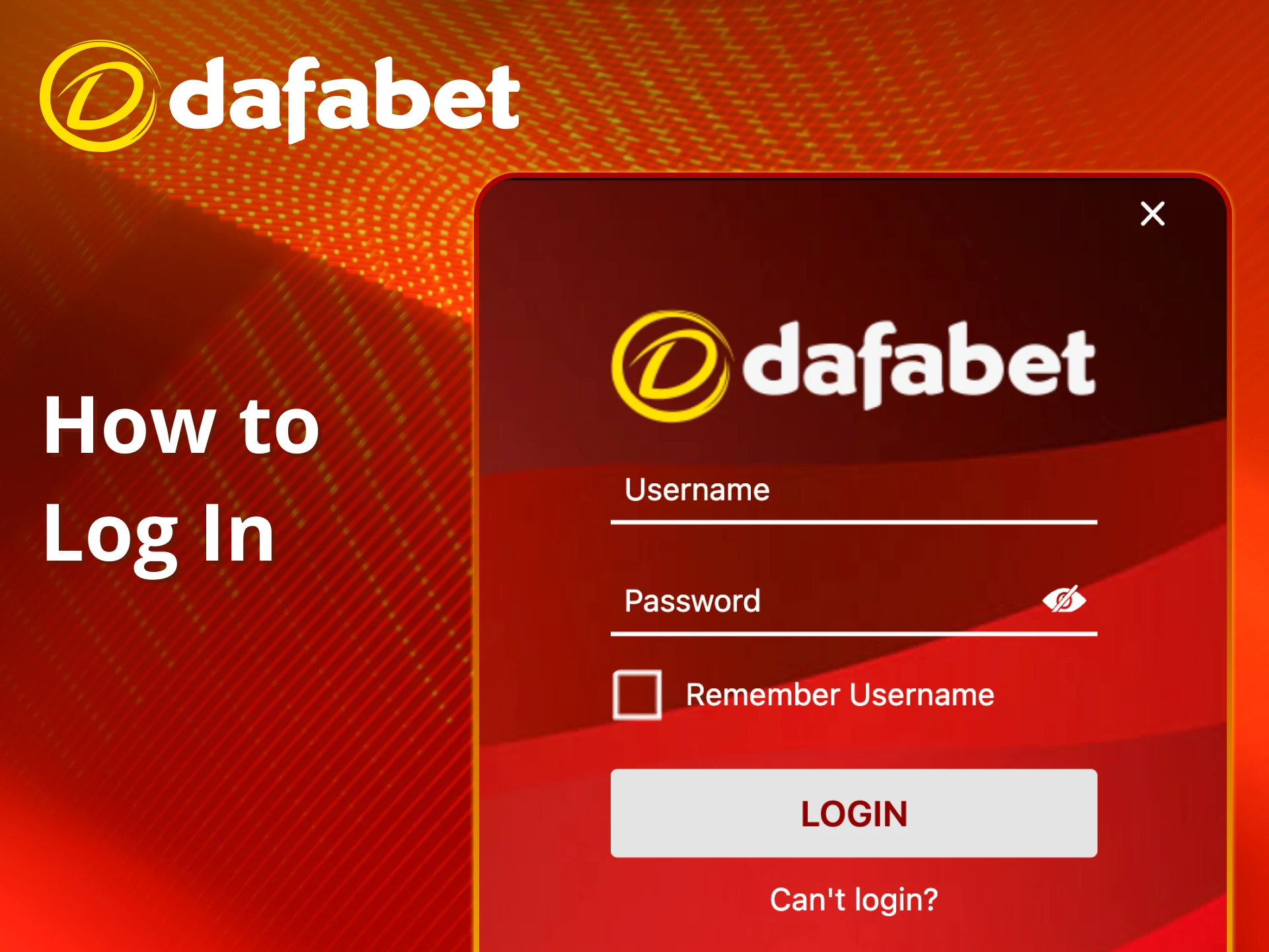 Log in and start on Dafabet.