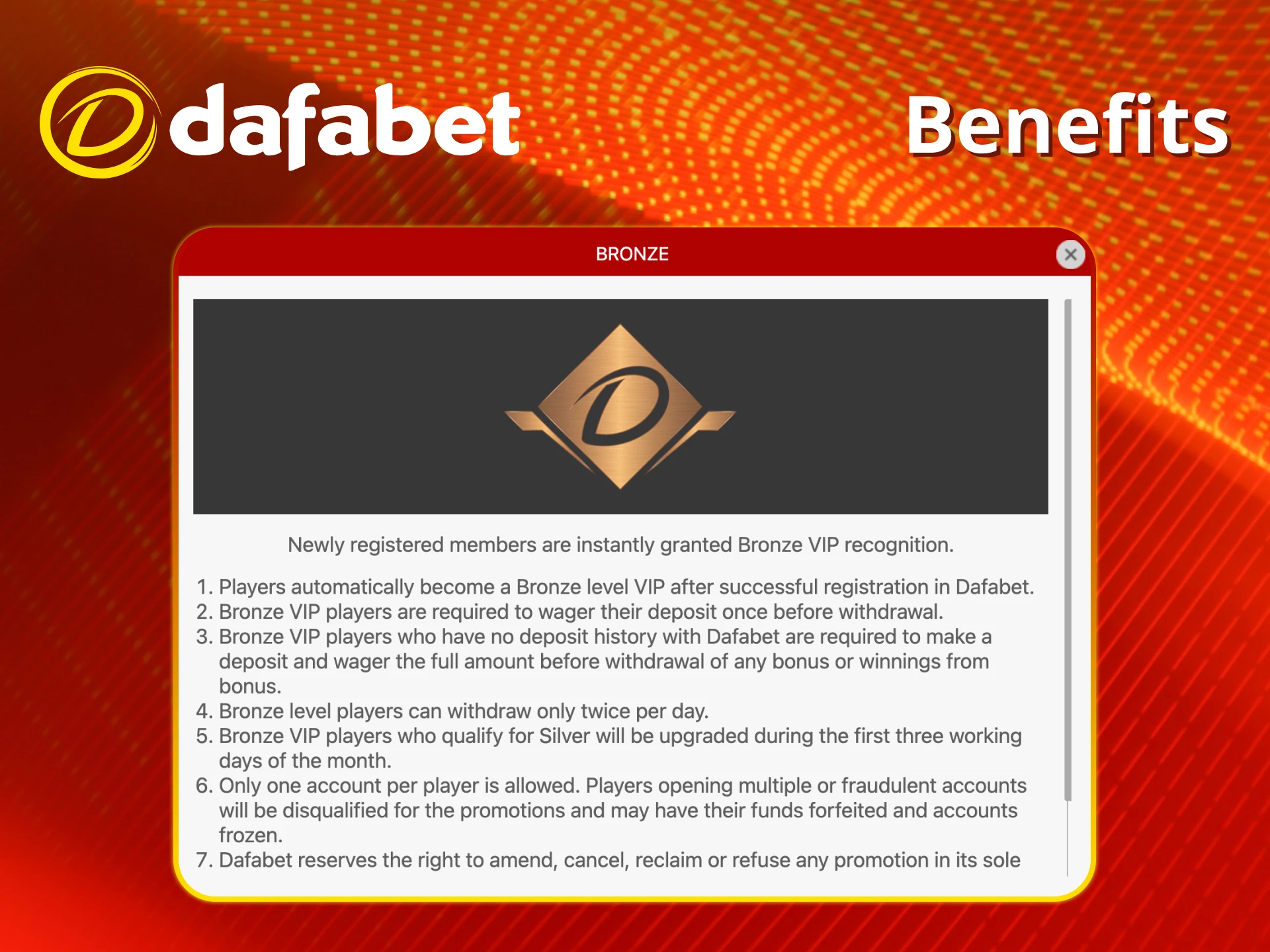 Exclusive VIP perks await at Dafabet.