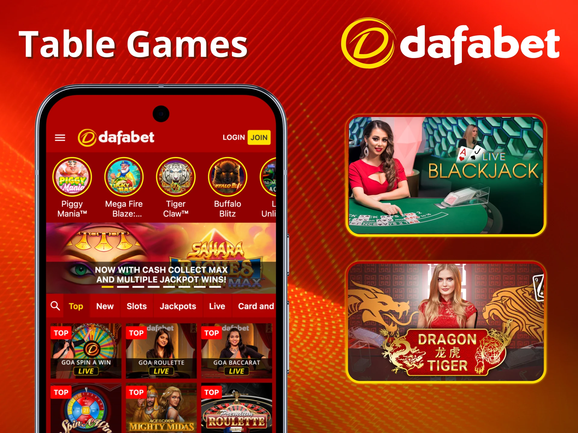 Classic table games await inside Dafabet.